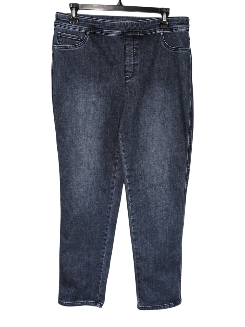 Chico’s Perfect Stretch Girlfriend Slim Leg Ankle Jeans Size 1.5 (10) Dark Wash